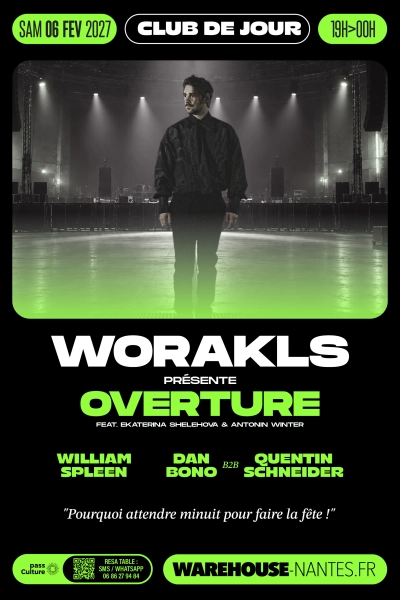 CLUB DE JOUR w/ WORAKLS présente OVERTURE feat. Ekaterina Shelehova & Antonin Winter